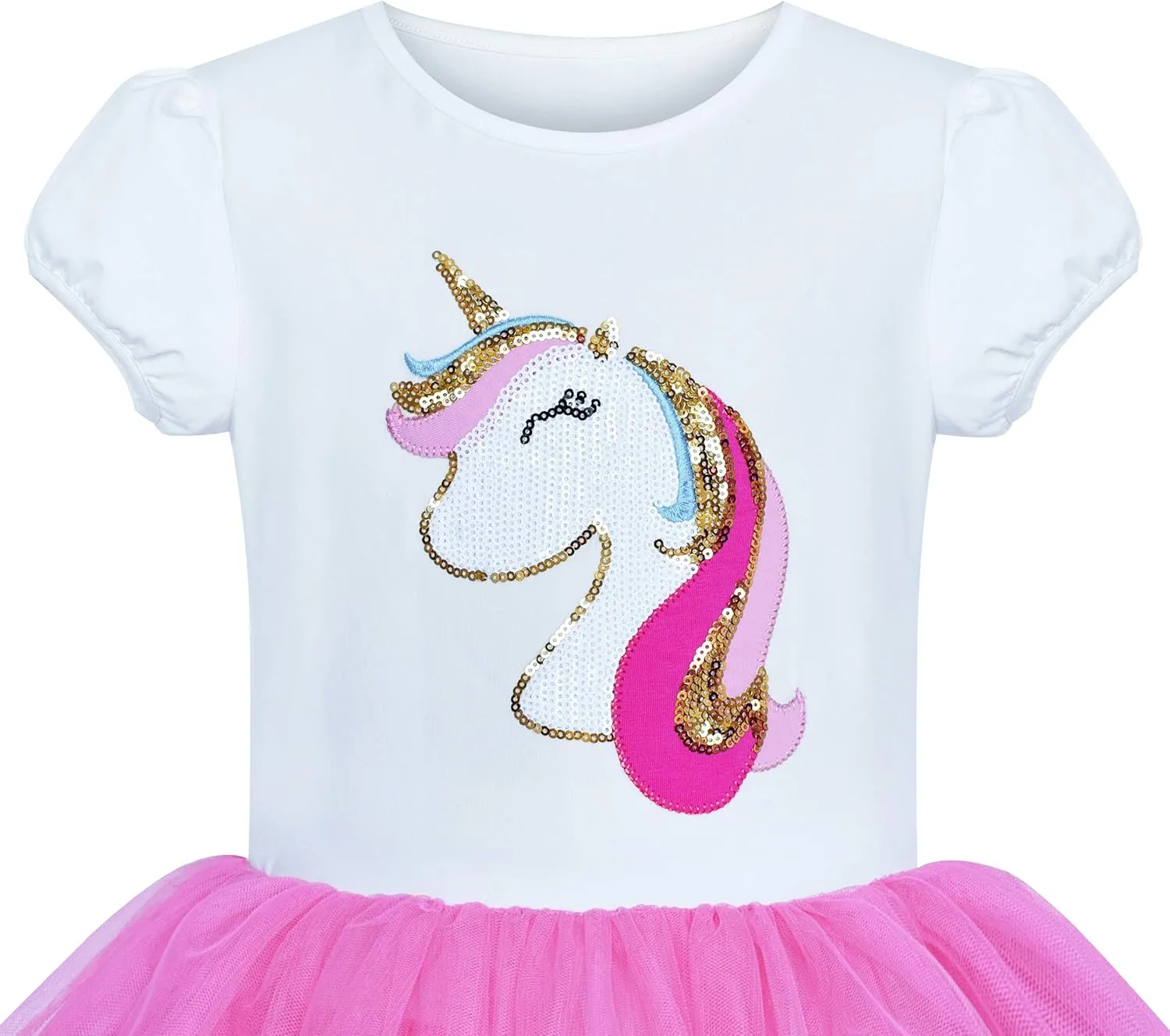 Girls Dress Pink Tutu Unicorn Dancing Tiered Skirt Ballet Birthday Party 3-7