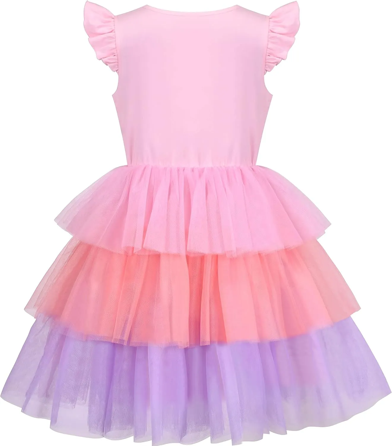 Girls Dress Pink Tutu Unicorn Dancing Tiered Skirt Ballet Birthday Party 3-7