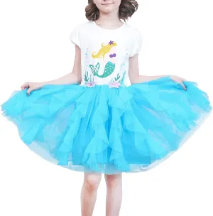 Girls Dress Pink Tutu Unicorn Dancing Tiered Skirt Ballet Birthday Party 3-7