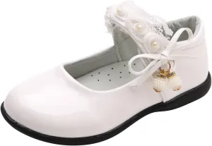 Girls Dress Shoes with Anti-Scratch Leather Princess Par𝘁y Schools 𝗨niform Shoes Mary Jane Ballerina Flat Shoes