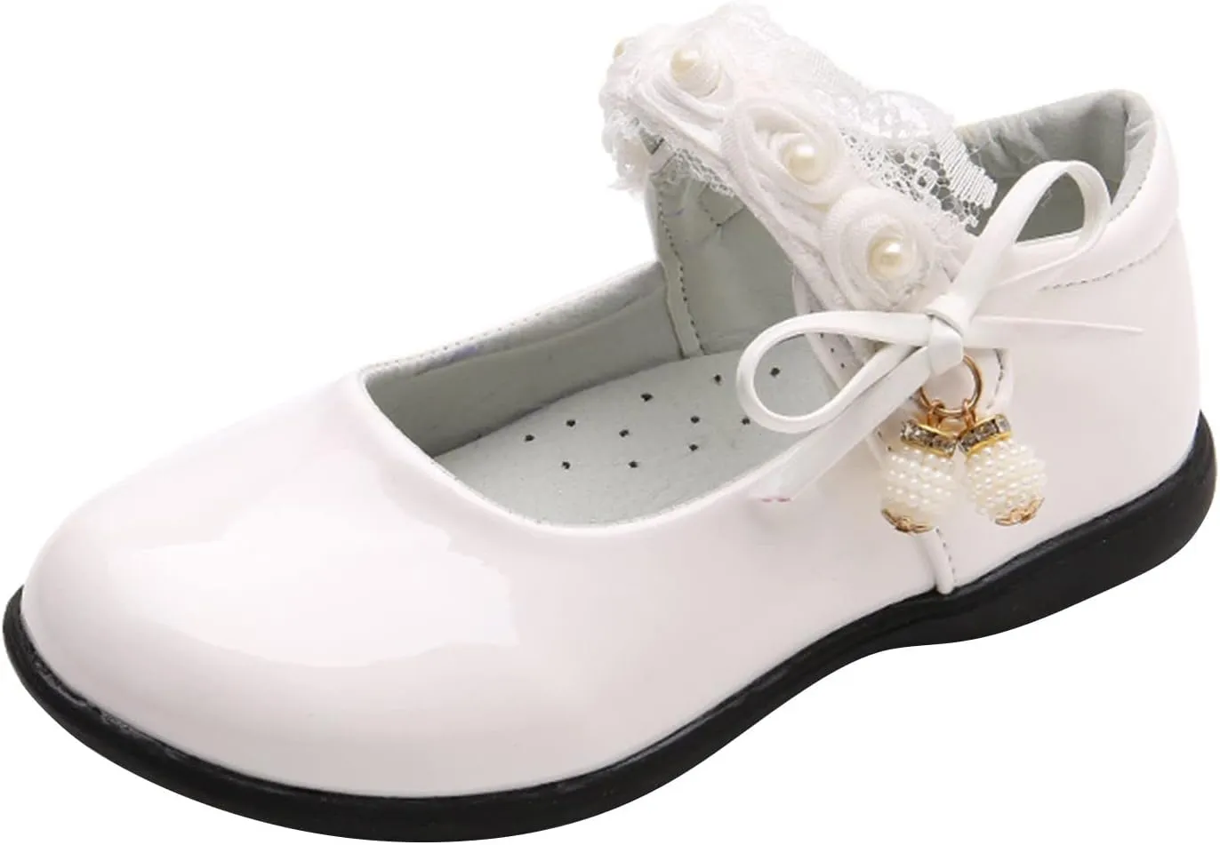Girls Dress Shoes with Anti-Scratch Leather Princess Par𝘁y Schools 𝗨niform Shoes Mary Jane Ballerina Flat Shoes