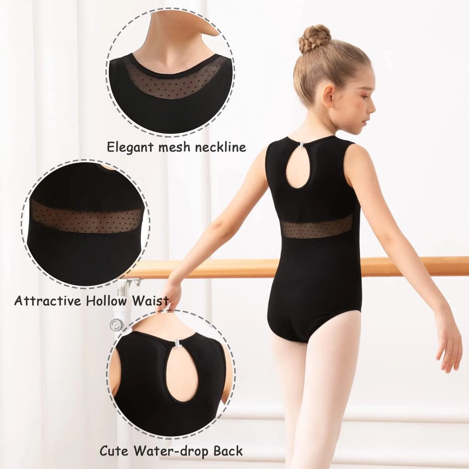 Girls Lace Cap Sleeve Dance Leotard for Ballet, Toddler Big Little Girls Gymnastics Dancewear