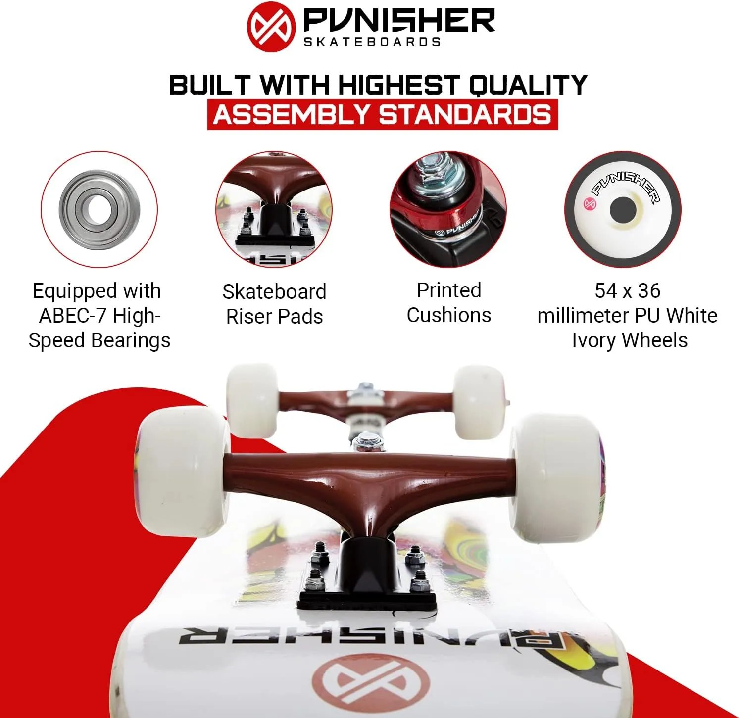Girls Skateboard Complete with 31.5" x 7.75" Double Kick Concave Deck Canadian Maple ABEC-7 Bearings