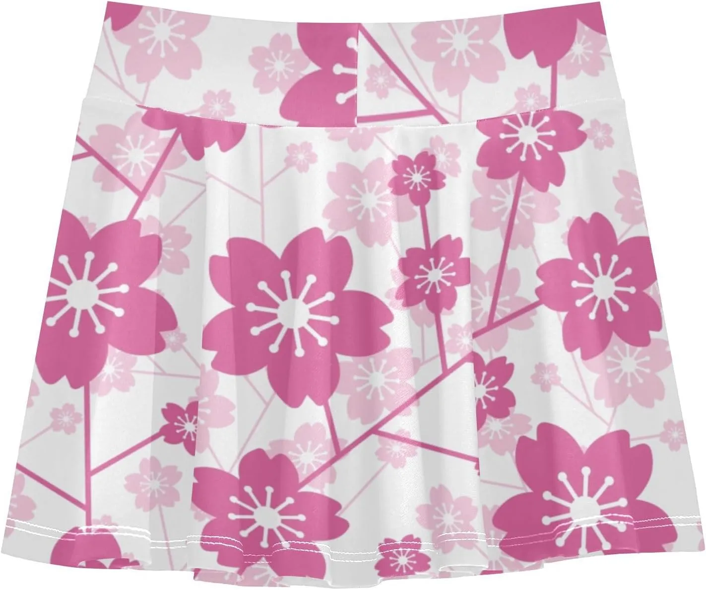 Girls Skorts Active Athletic Skirts with Inner Built-in Shorts for Golf Tennis 3-12T Cherry Blossom Floral Pink