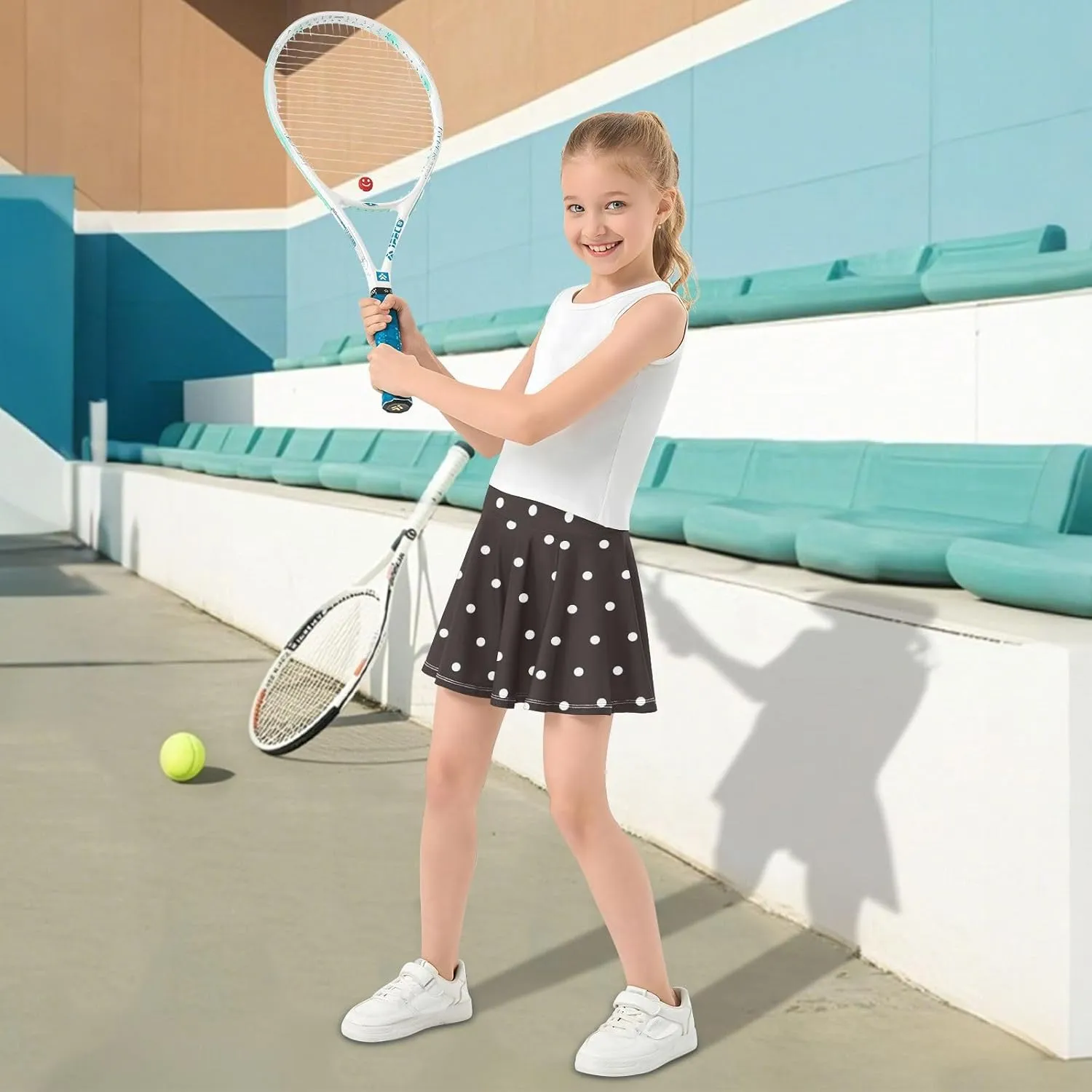 Girls Skorts Active Athletic Skirts with Inner Built-in Shorts for Golf Tennis 3-12T Cherry Blossom Floral Pink