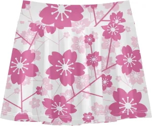 Girls Skorts Active Athletic Skirts with Inner Built-in Shorts for Golf Tennis 3-12T Cherry Blossom Floral Pink
