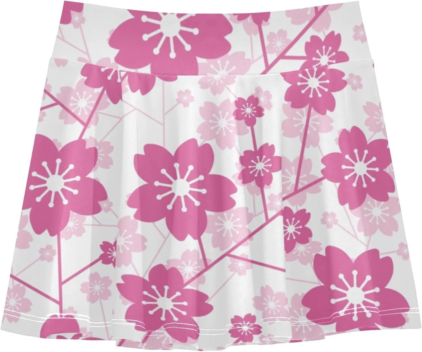 Girls Skorts Active Athletic Skirts with Inner Built-in Shorts for Golf Tennis 3-12T Cherry Blossom Floral Pink