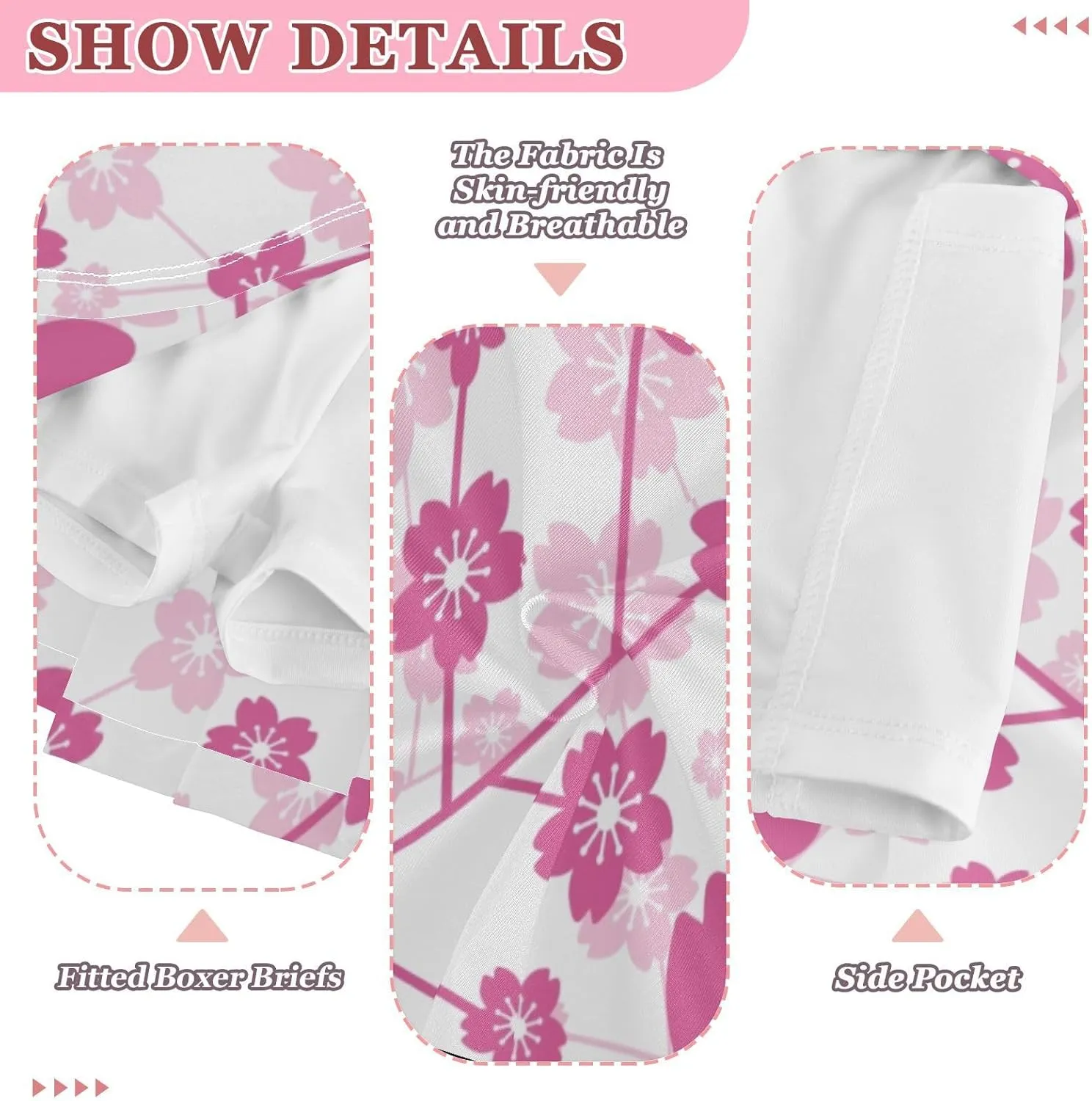 Girls Skorts Active Athletic Skirts with Inner Built-in Shorts for Golf Tennis 3-12T Cherry Blossom Floral Pink