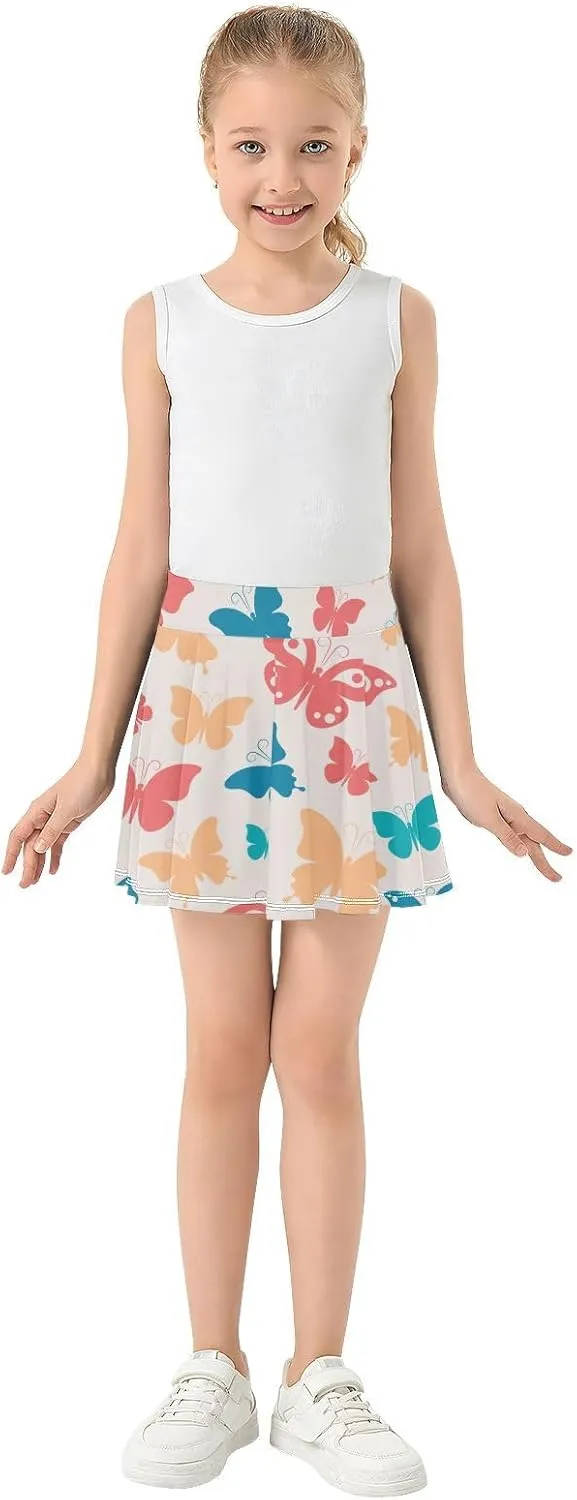 Girls Skorts Active Athletic Skirts with Inner Built-in Shorts for Golf Tennis 3-12T Cherry Blossom Floral Pink