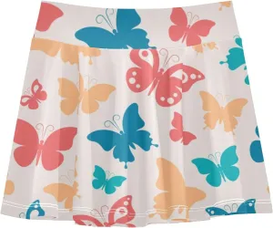 Girls Skorts Active Athletic Skirts with Inner Built-in Shorts for Golf Tennis 3-12T Cherry Blossom Floral Pink