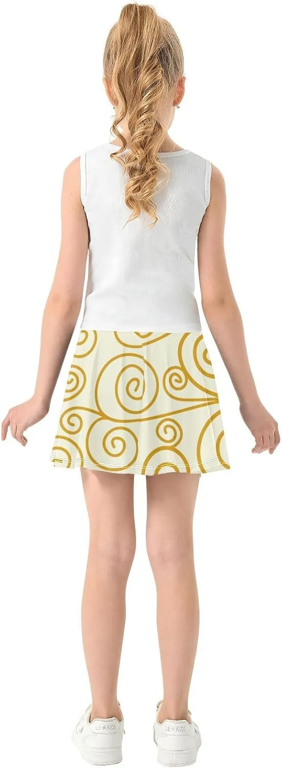 Girls Skorts Active Athletic Skirts with Inner Built-in Shorts for Golf Tennis 3-12T Cherry Blossom Floral Pink