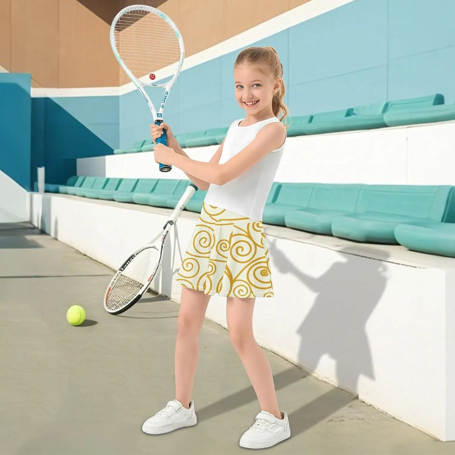 Girls Skorts Active Athletic Skirts with Inner Built-in Shorts for Golf Tennis 3-12T Cherry Blossom Floral Pink