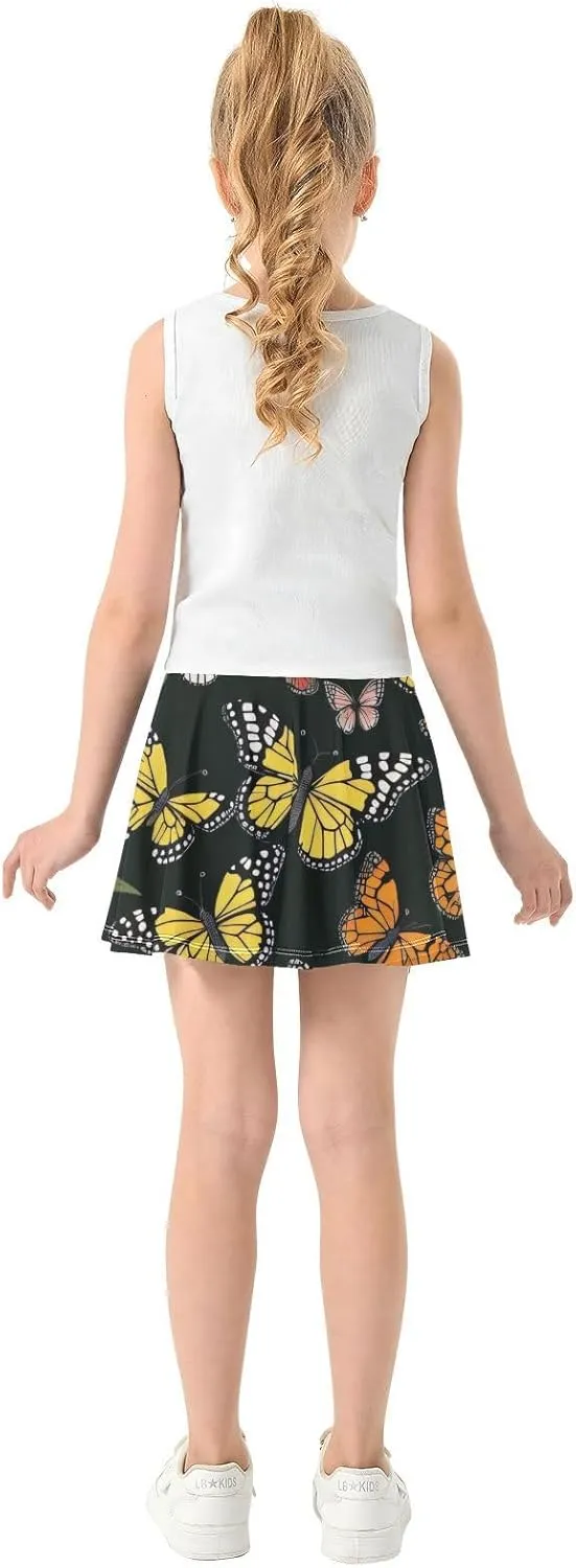 Girls Skorts Active Athletic Skirts with Inner Built-in Shorts for Golf Tennis 3-12T Geometric Stars Hot Pink