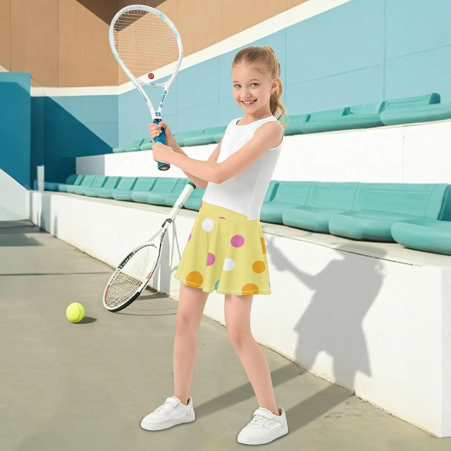 Girls Skorts Active Athletic Skirts with Inner Built-in Shorts for Golf Tennis 3-12T Pink Butterfly Black