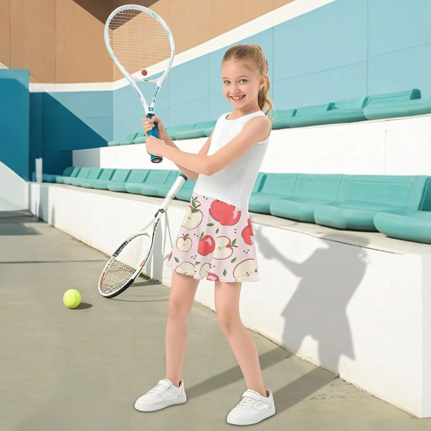 Girls Skorts Active Athletic Skirts with Inner Built-in Shorts for Golf Tennis 3-12T Pink Butterfly Black