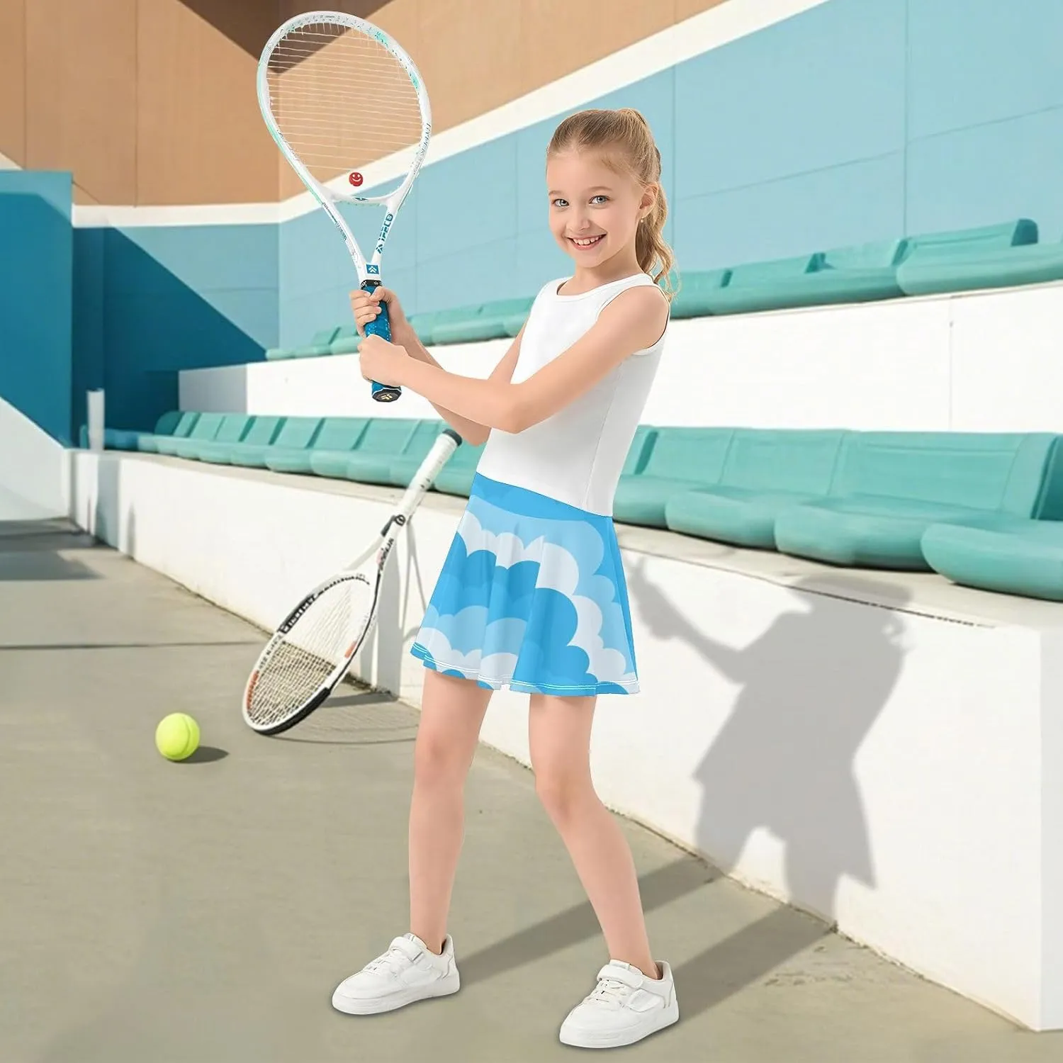 Girls Skorts Active Athletic Skirts with Inner Built-in Shorts for Golf Tennis 3-12T Pink Butterfly Black