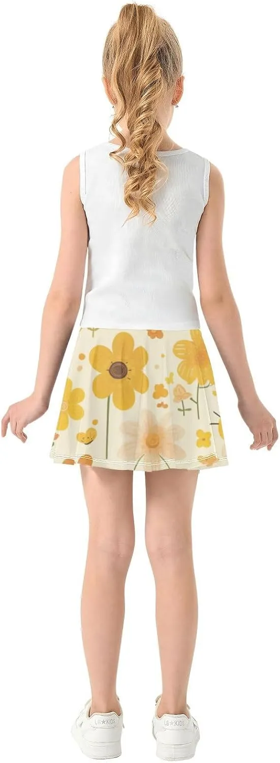 Girls Skorts Active Athletic Skirts with Inner Built-in Shorts for Golf Tennis 3-12T Polka Dot Pink