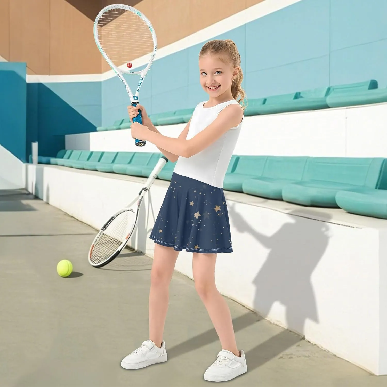 Girls Skorts Active Athletic Skirts with Inner Built-in Shorts for Golf Tennis 3-12T Polka Dot Pink