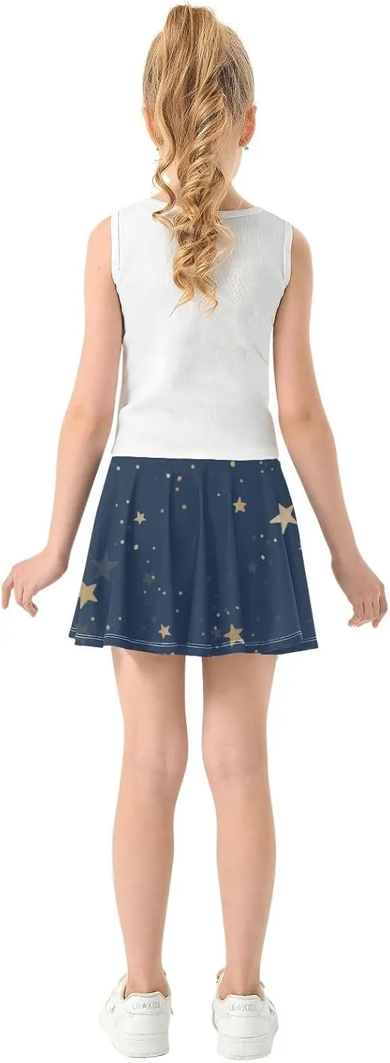 Girls Skorts Active Athletic Skirts with Inner Built-in Shorts for Golf Tennis 3-12T Polka Dot Pink