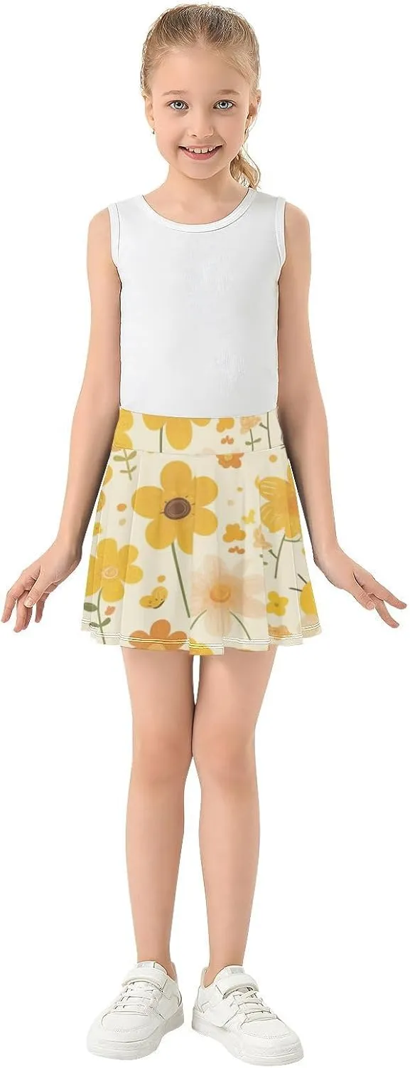 Girls Skorts Active Athletic Skirts with Inner Built-in Shorts for Golf Tennis 3-12T Polka Dot Pink