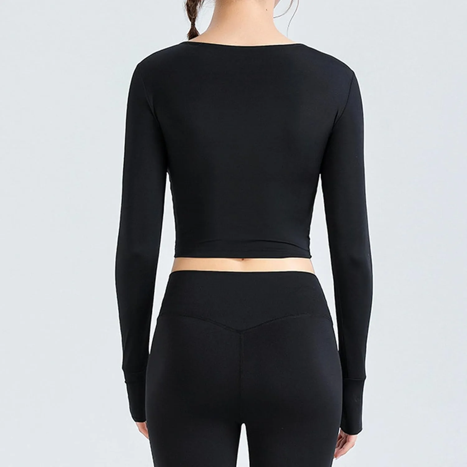 Going Out Tops for Women Workout Ballet Tie Knot Lace Up Compression Shirt Long Sleeve Y2k Tracksuit with Thumb Holes