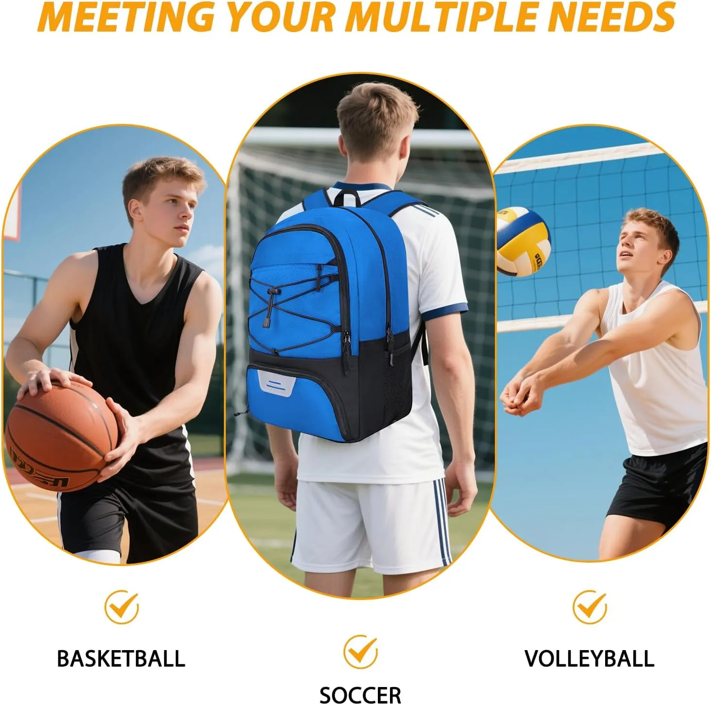 Goloni Soccer Backpack,Soccer Bag with Ball Holder & Shoe Compartment,Large Sports Bag for Basketball, Volleyball,Football