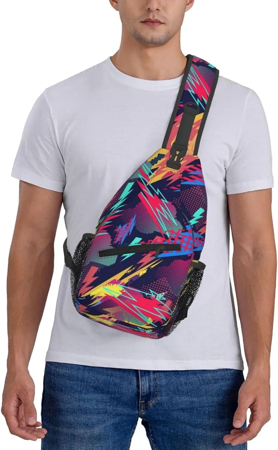 Graffiti Art Pattern Sling Backpack Women Men Travel Hiking Daypack Cool Graffiti Crossbody Shoulder Bag