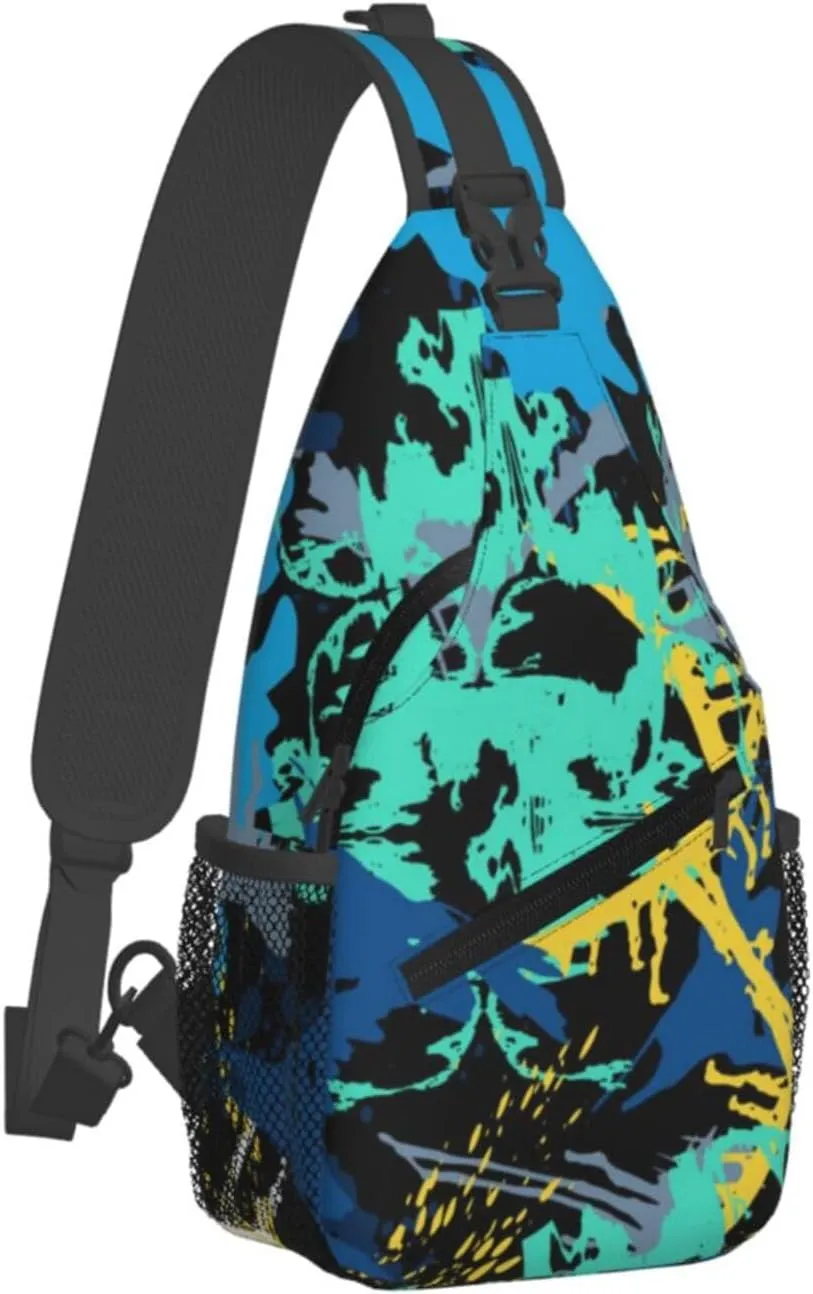 Graffiti Art Pattern Sling Backpack Women Men Travel Hiking Daypack Cool Graffiti Crossbody Shoulder Bag