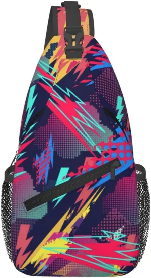Graffiti Art Pattern Sling Backpack Women Men Travel Hiking Daypack Cool Graffiti Crossbody Shoulder Bag