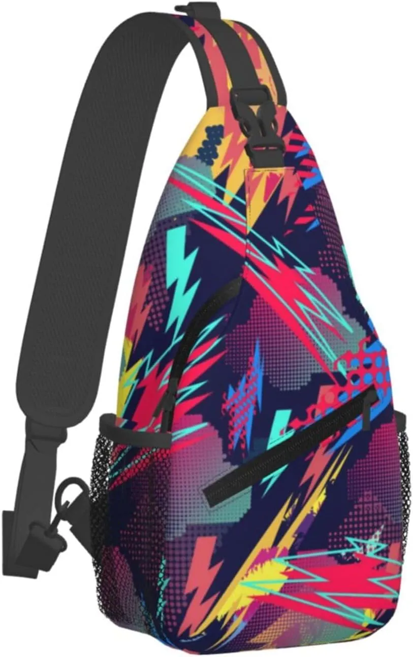 Graffiti Art Pattern Sling Backpack Women Men Travel Hiking Daypack Cool Graffiti Crossbody Shoulder Bag