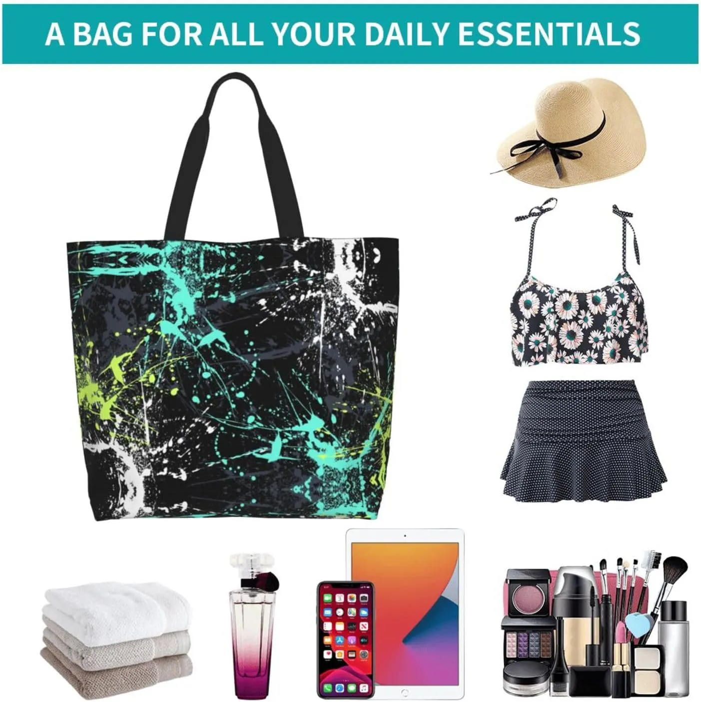 Graffiti Canvas Tote Bag Funny Shoulder Bag Cool Casual Grocery Bags Graffiti Bags for Outdoor