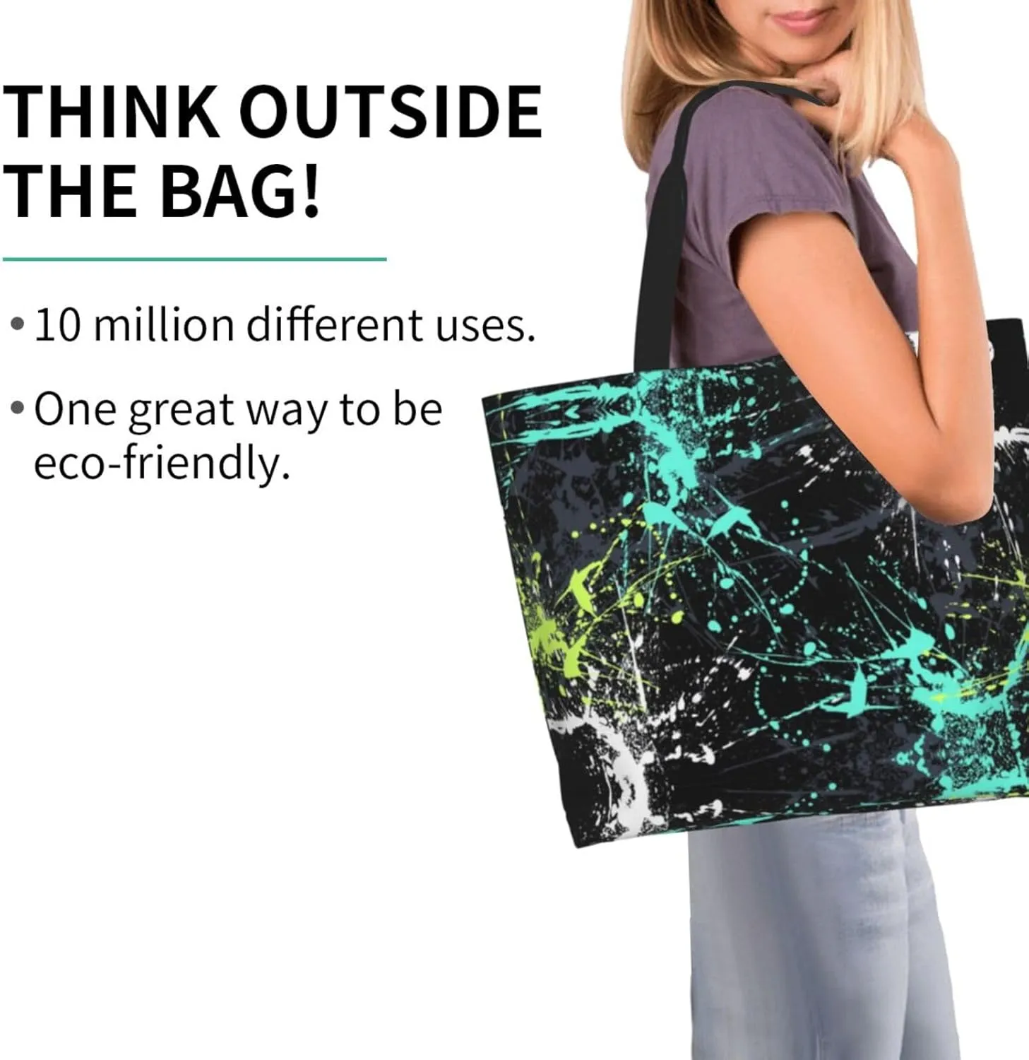 Graffiti Canvas Tote Bag Funny Shoulder Bag Cool Casual Grocery Bags Graffiti Bags for Outdoor