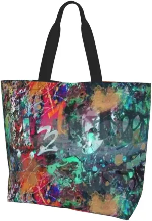 Graffiti Grocery Bag Funny Shopping Bag Cool Handbag Bags Graffiti Tote Bag for Women Men Outdoor