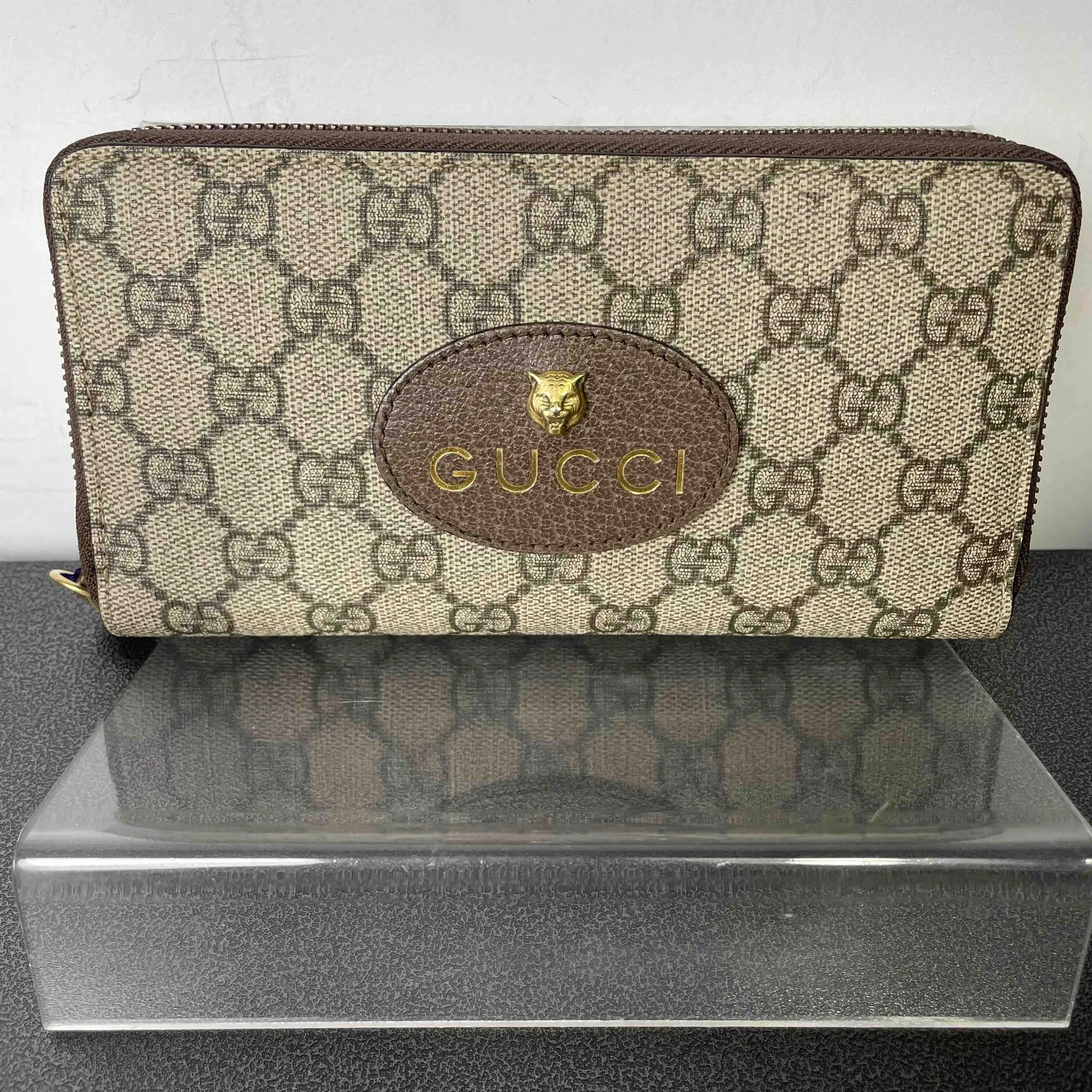 Gucci Ophidia Beige Brown GG Supreme Wallet