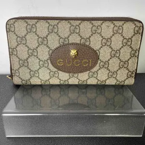 Gucci Ophidia Beige Brown GG Supreme Wallet