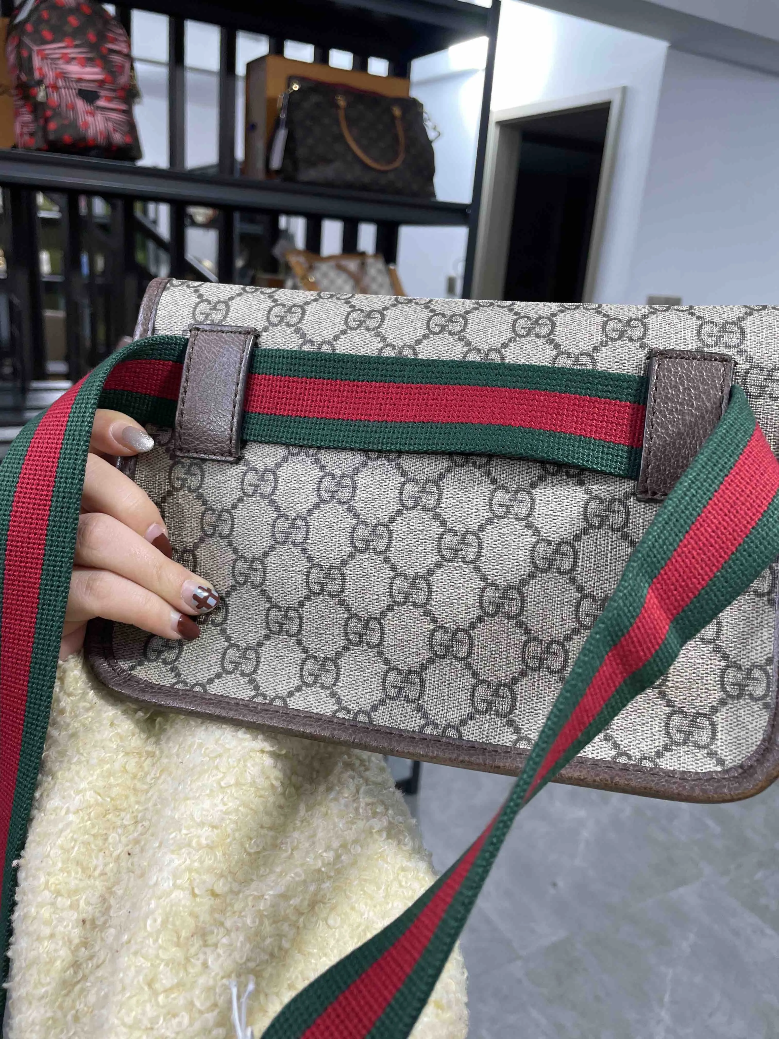Gucci Ophidia Beige Canvas Crossbody Bag