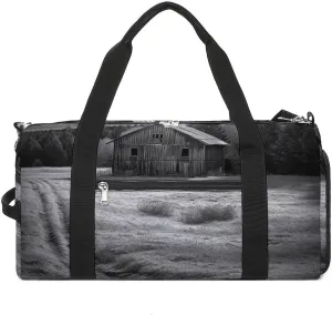 Gym Bag, Barn Black And White Printed Gym Bag,zippered Gym Bag,travel Gym Bag,gym Bag with Compartments