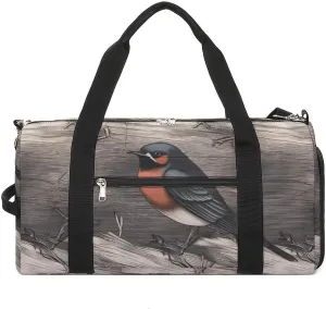 Gym Bag, Barn Swallow in Graphite Printed Gym Bag,zippered Gym Bag,travel Gym Bag,gym Bag with Compartments
