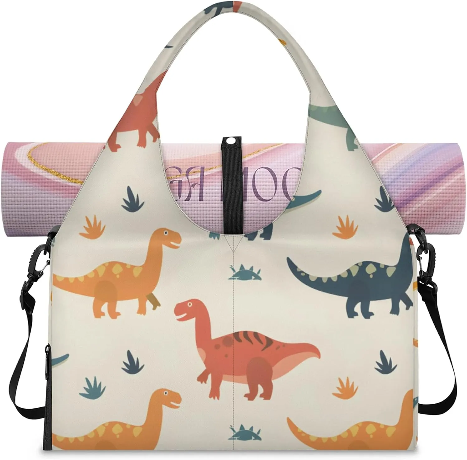 Gym Bag for Women Little Dinosaurs Duffel Bag with Shoe Compartment and Yoga Mat Holder Portable Weekender Bags Travel Tote Bags