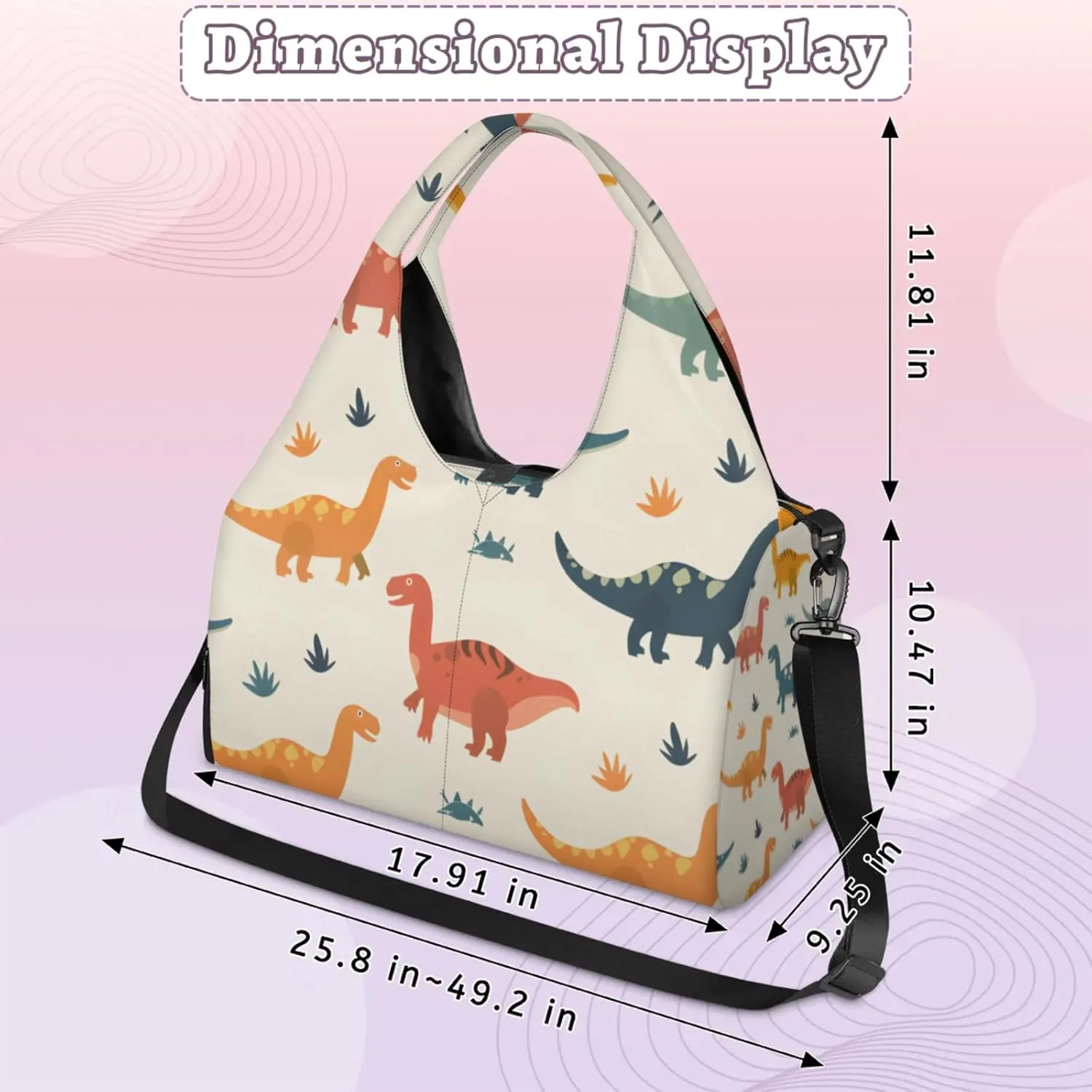 Gym Bag for Women Little Dinosaurs Duffel Bag with Shoe Compartment and Yoga Mat Holder Portable Weekender Bags Travel Tote Bags