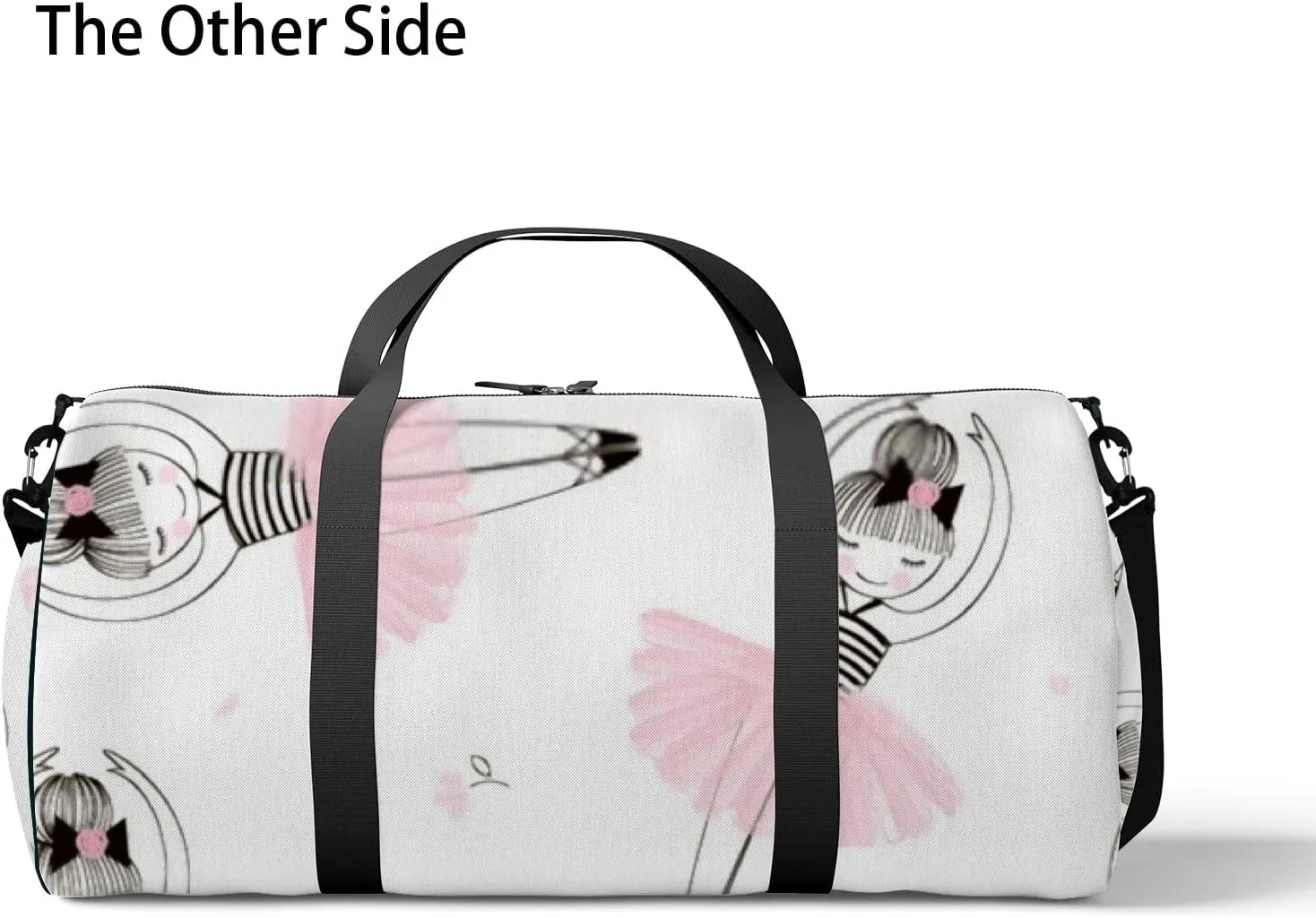 Gym Bag Sports Travel Bag Ballet Dancer Pink Skirt Weekender Bags with 2 Side Pocket Lightweight Waterproof Polyester Tote Bag for Swimming Yoga Women Men 9x17.6inch