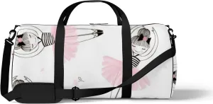 Gym Bag Sports Travel Bag Ballet Dancer Pink Skirt Weekender Bags with 2 Side Pocket Lightweight Waterproof Polyester Tote Bag for Swimming Yoga Women Men 9x17.6inch