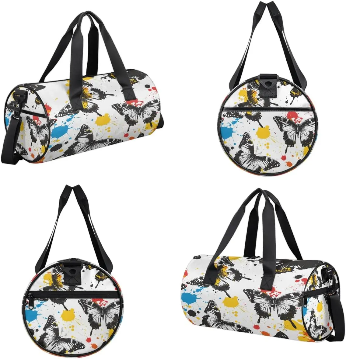 Gym Bags for Men Women Butterfly Graffiti Sports Duffel Bags Carry On Travel Duffle Bag with Detachable Adjustable Shoulder Strap Overnight Weekender Bag