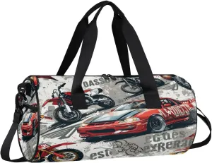Gym Bags for Men Women Cool Car Sports Duffel Bags Carry On Travel Duffle Bag with Detachable Adjustable Shoulder Strap Overnight Weekender Bag