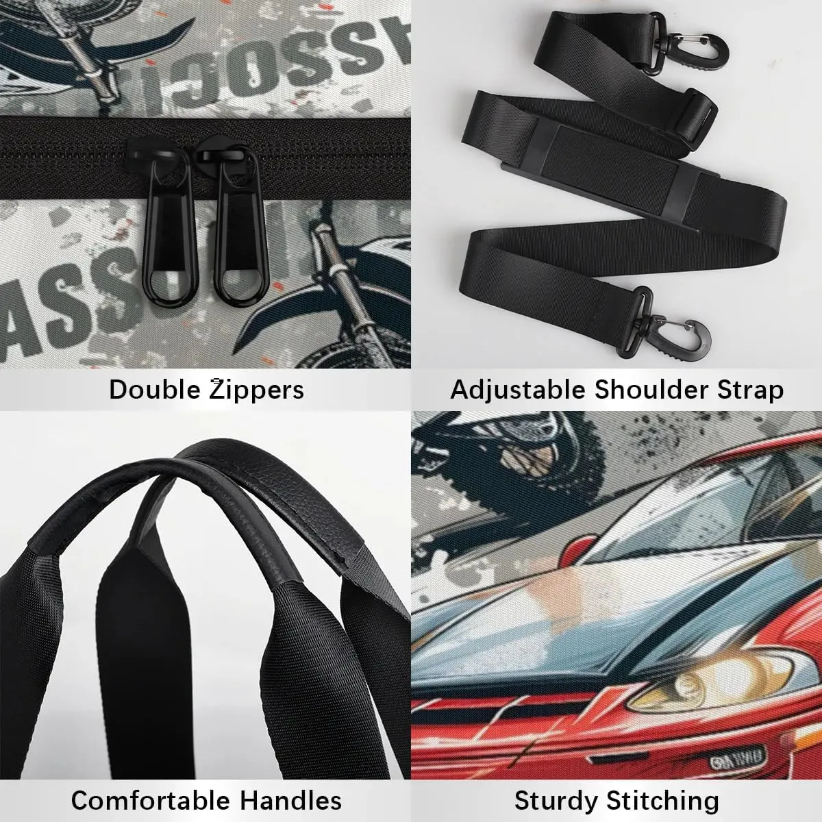Gym Bags for Men Women Cool Car Sports Duffel Bags Carry On Travel Duffle Bag with Detachable Adjustable Shoulder Strap Overnight Weekender Bag