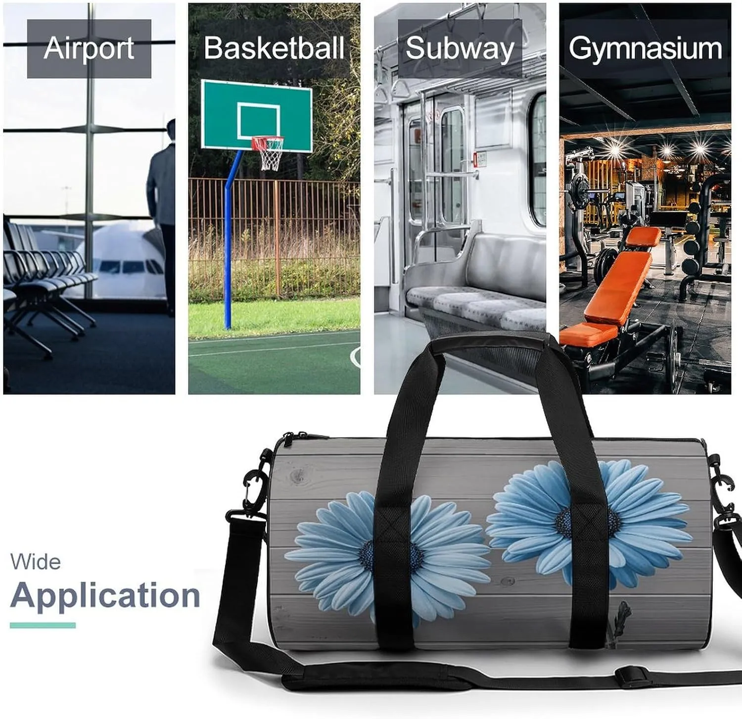 Gym Bags for Men Women Country Daisy Duffle Bag Travel Overnight Bag with Shoe Compartment Tote Bags