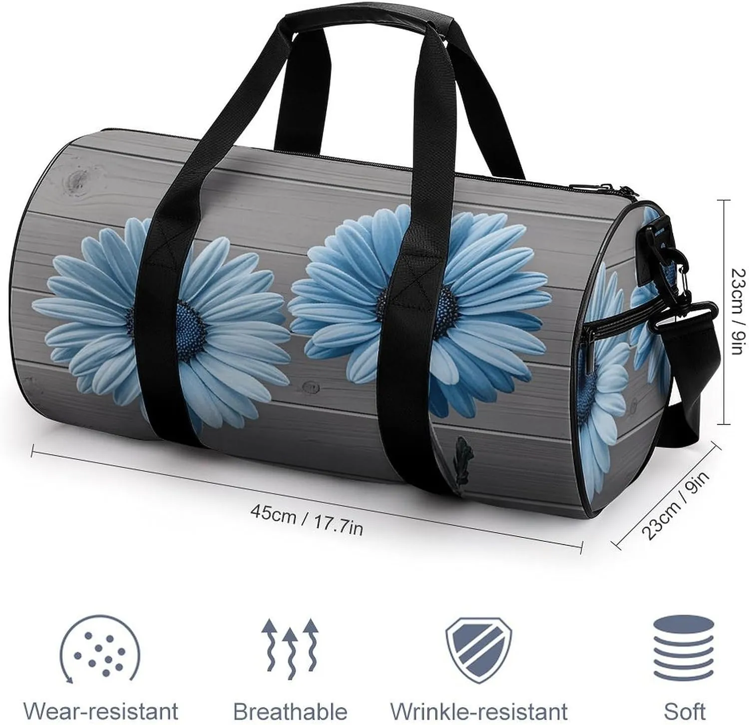 Gym Bags for Men Women Country Daisy Duffle Bag Travel Overnight Bag with Shoe Compartment Tote Bags