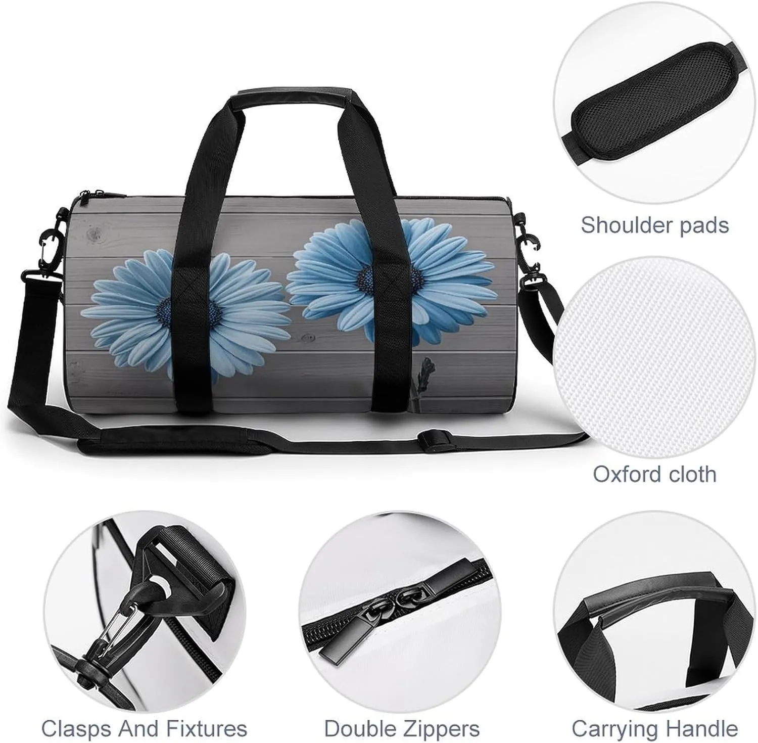 Gym Bags for Men Women Country Daisy Duffle Bag Travel Overnight Bag with Shoe Compartment Tote Bags
