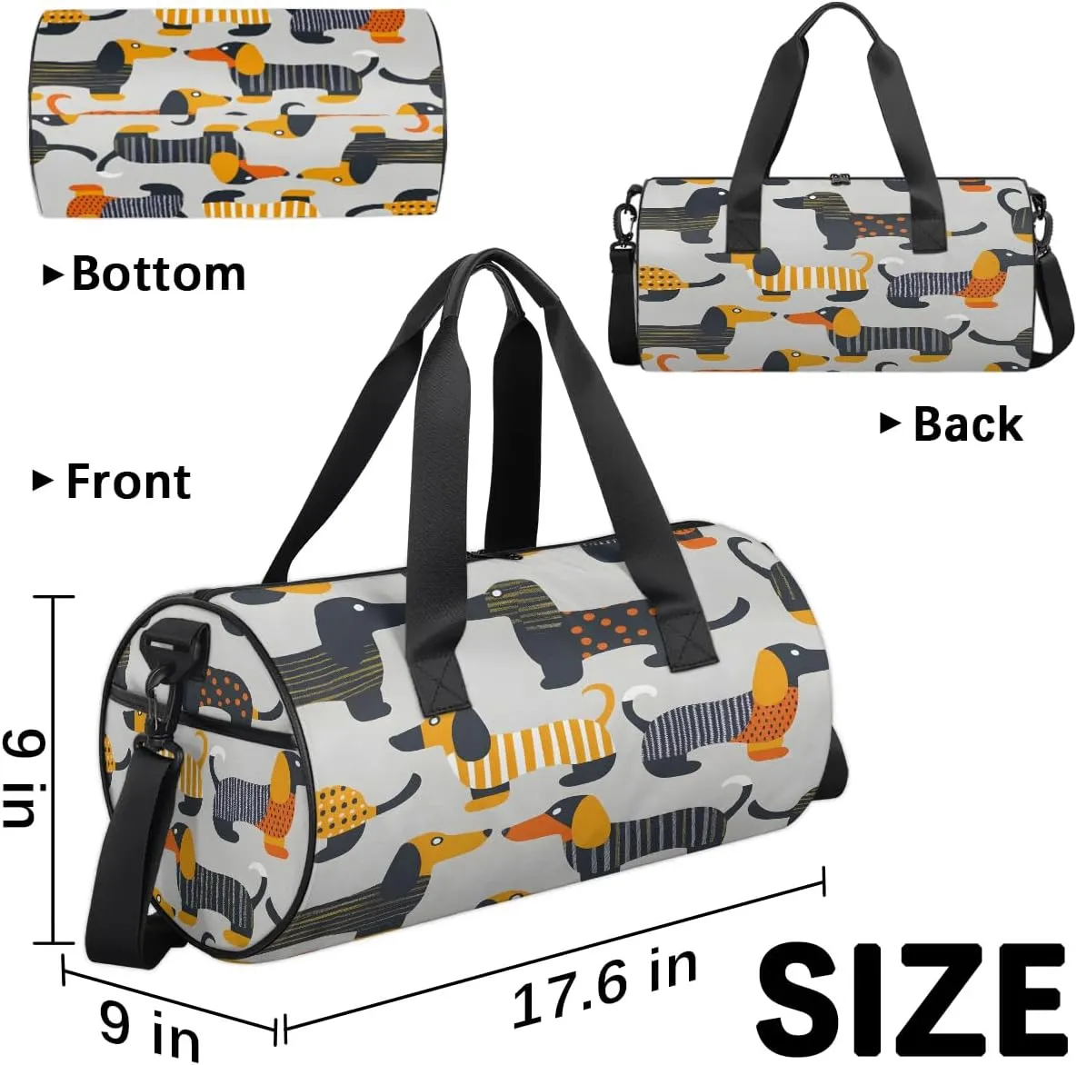 Gym Bags for Men Women Creative Dogs Sports Duffel Bags Carry On Travel Duffle Bag with Detachable Adjustable Shoulder Strap Overnight Weekender Bag