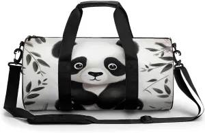 Gym Bags for Men Women Cute Panda Animal Duffle Bag Travel Overnight Bag with Shoe Compartment Tote Bags